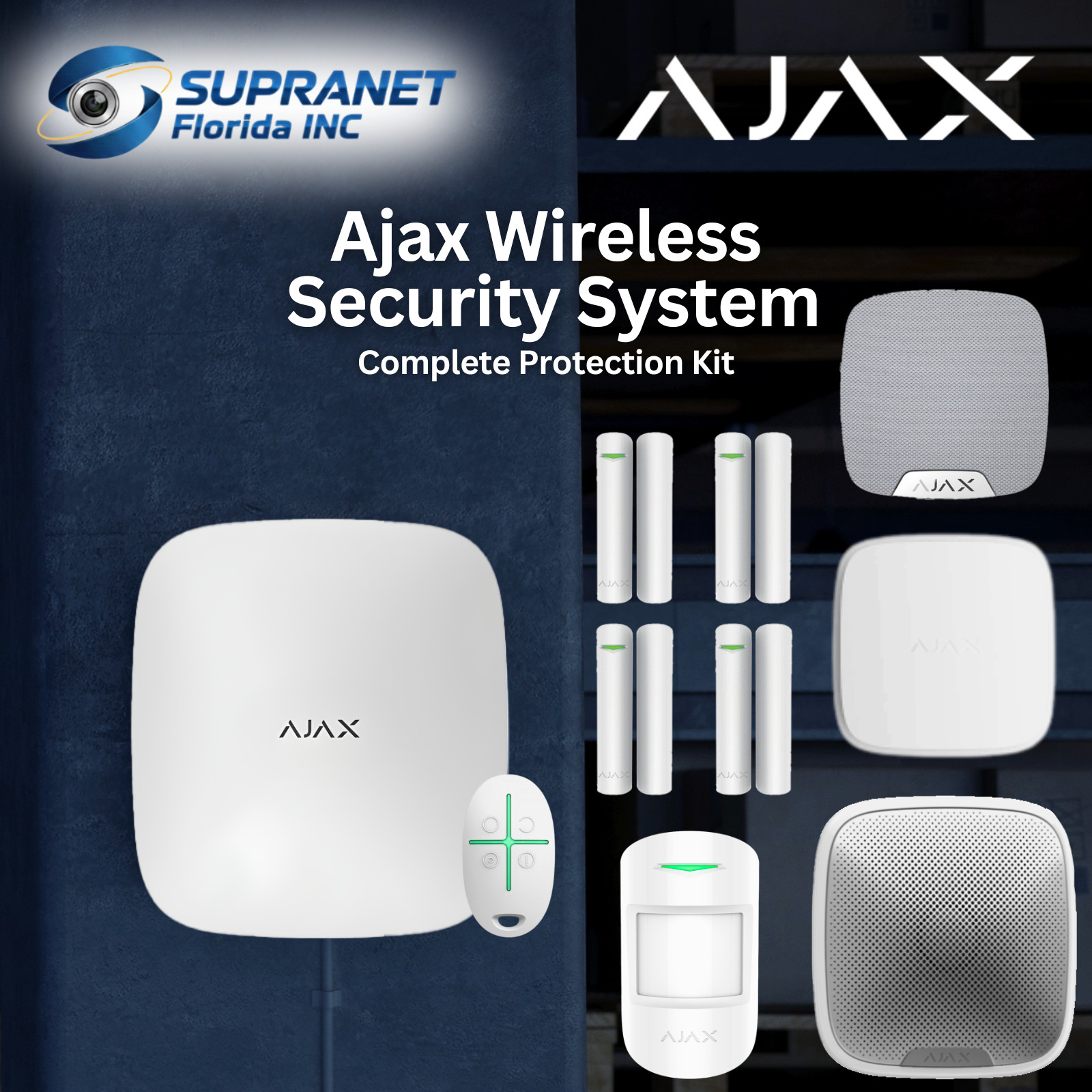 Ajax Wireless Alarm Kit Hub 2 Plus 4 DoorProtect Motion FireProtect StreetSiren