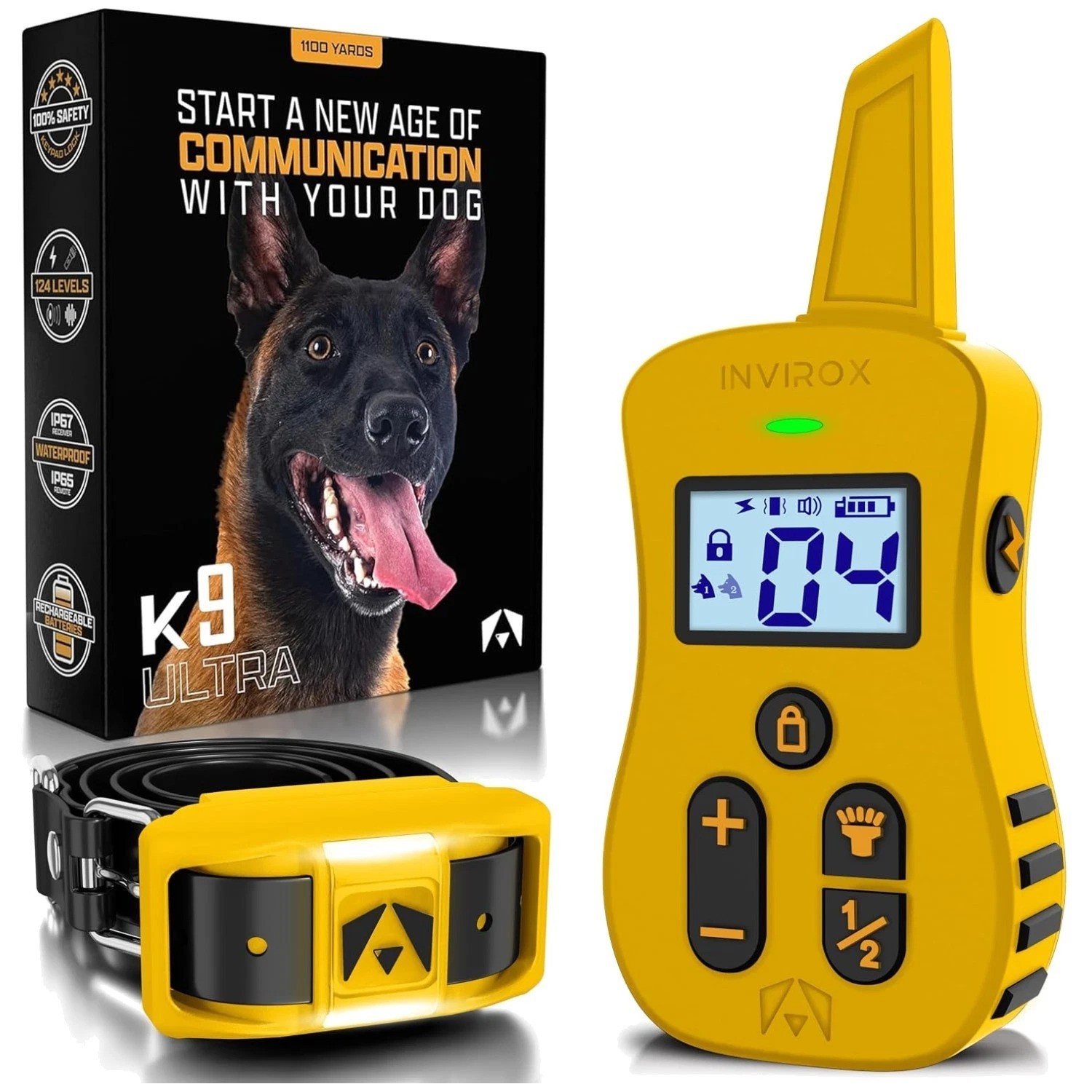 Ultra K9 Dog Training Collar - 124 Levels, 3/4 Mile Range