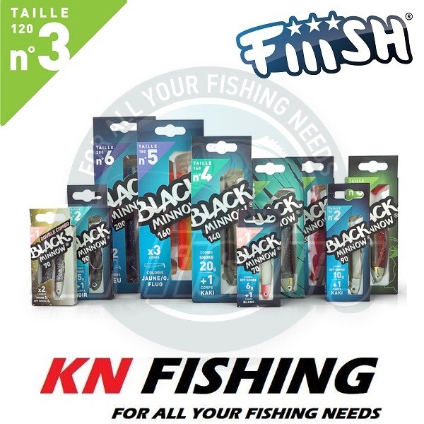 FIIISH BLACK MINNOW 120mm No.3 Silicon Sea Spinning Freshwater Fishing 6g-50g