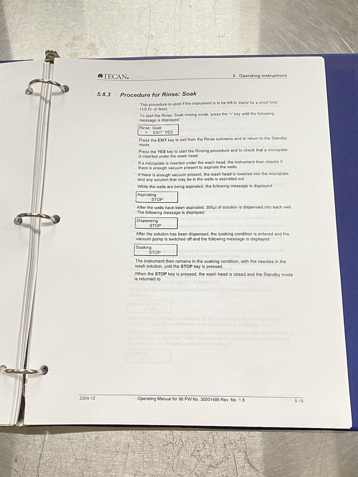Tecan 96 PW - User Guide / Manual