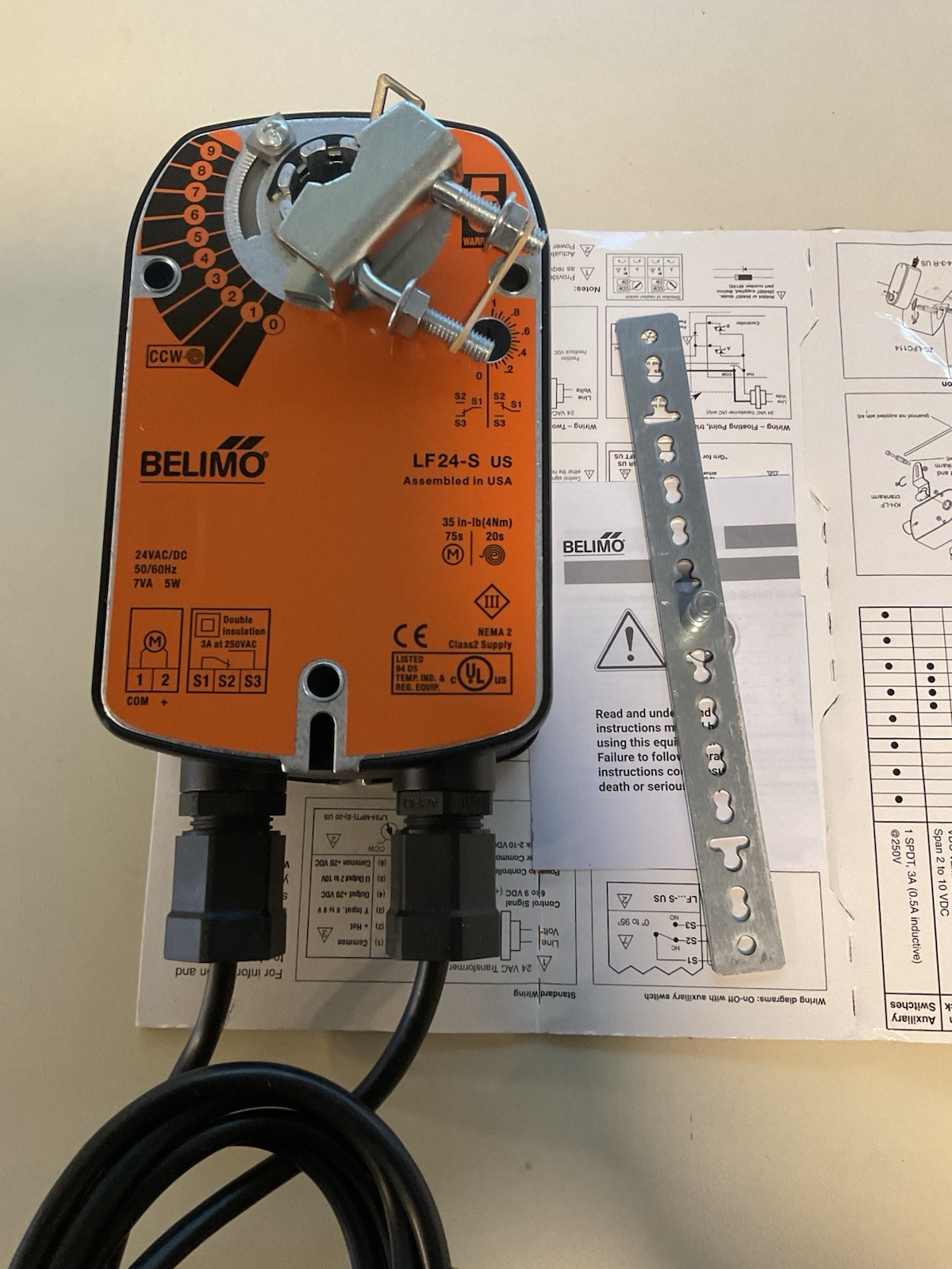 Belimo LF24-S US Spring Return 35 In-lb (4 Nm) Damper Actuator  24 VAC/DC