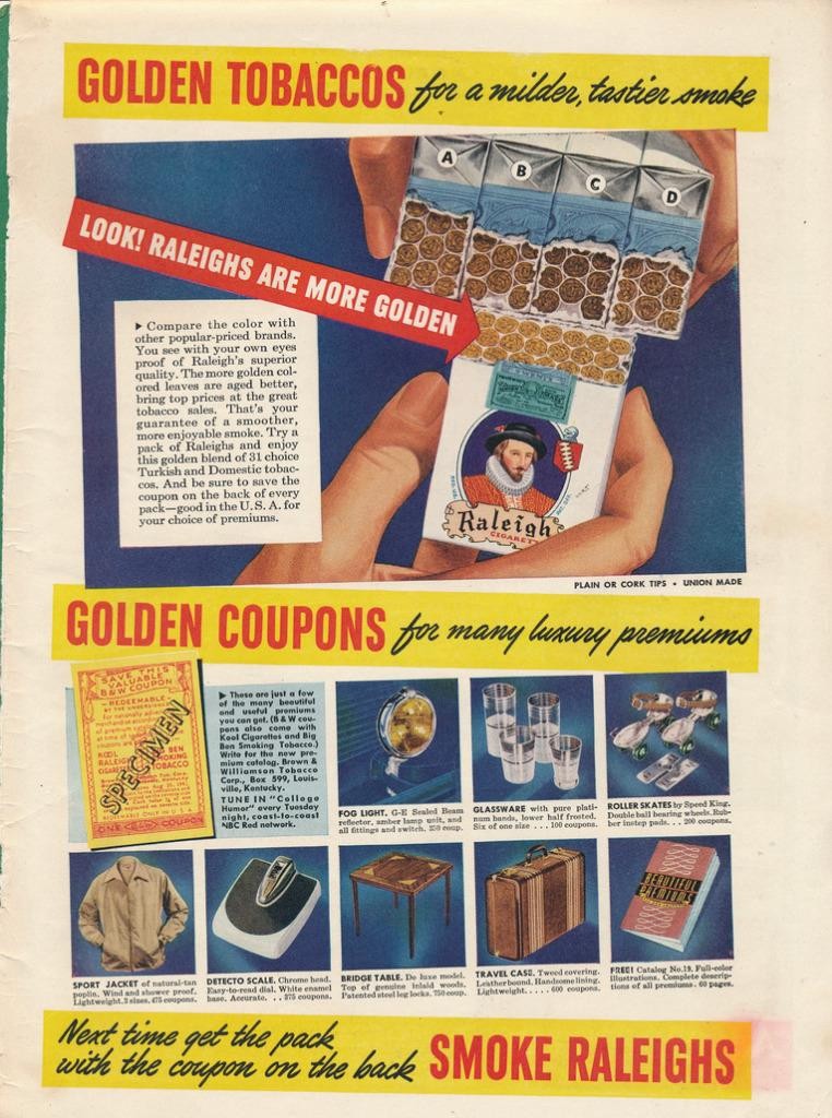 Magazine Ad - 1941 - Raleigh Cigarettes - World War II