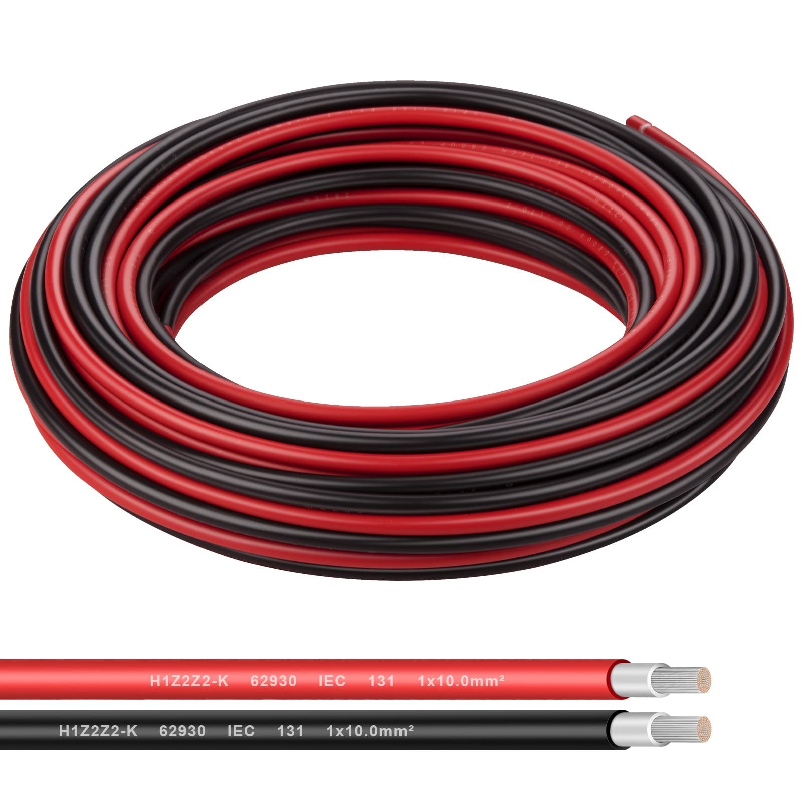 8AWG (10mm²) Tinned Copper PV Extension Cable - Solar Panel Connection Wire
