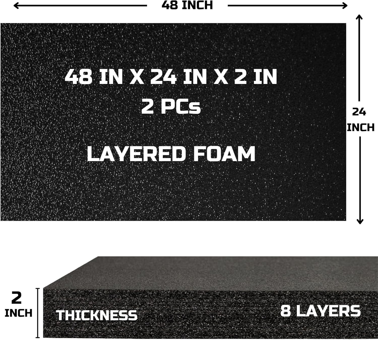 Tool Box Foam 2Pack 48x24x2 inch Foam Inserts Cases Polyethylene Storage Sheets