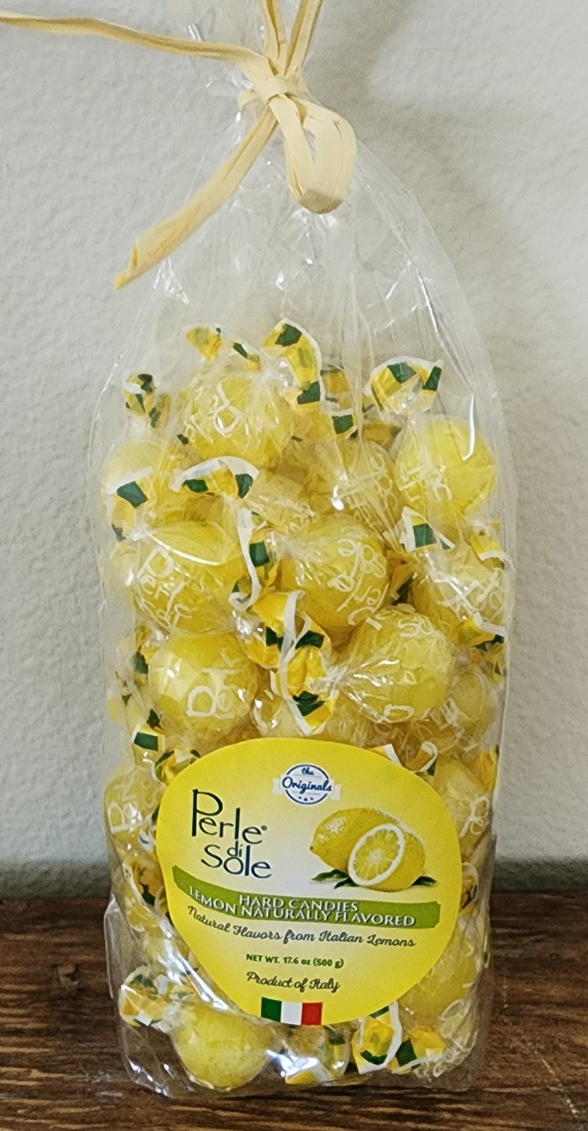 Perle Di Sole Lemon Flavored Hard Candies Filled With Sour Powder 17.6 oz 500g