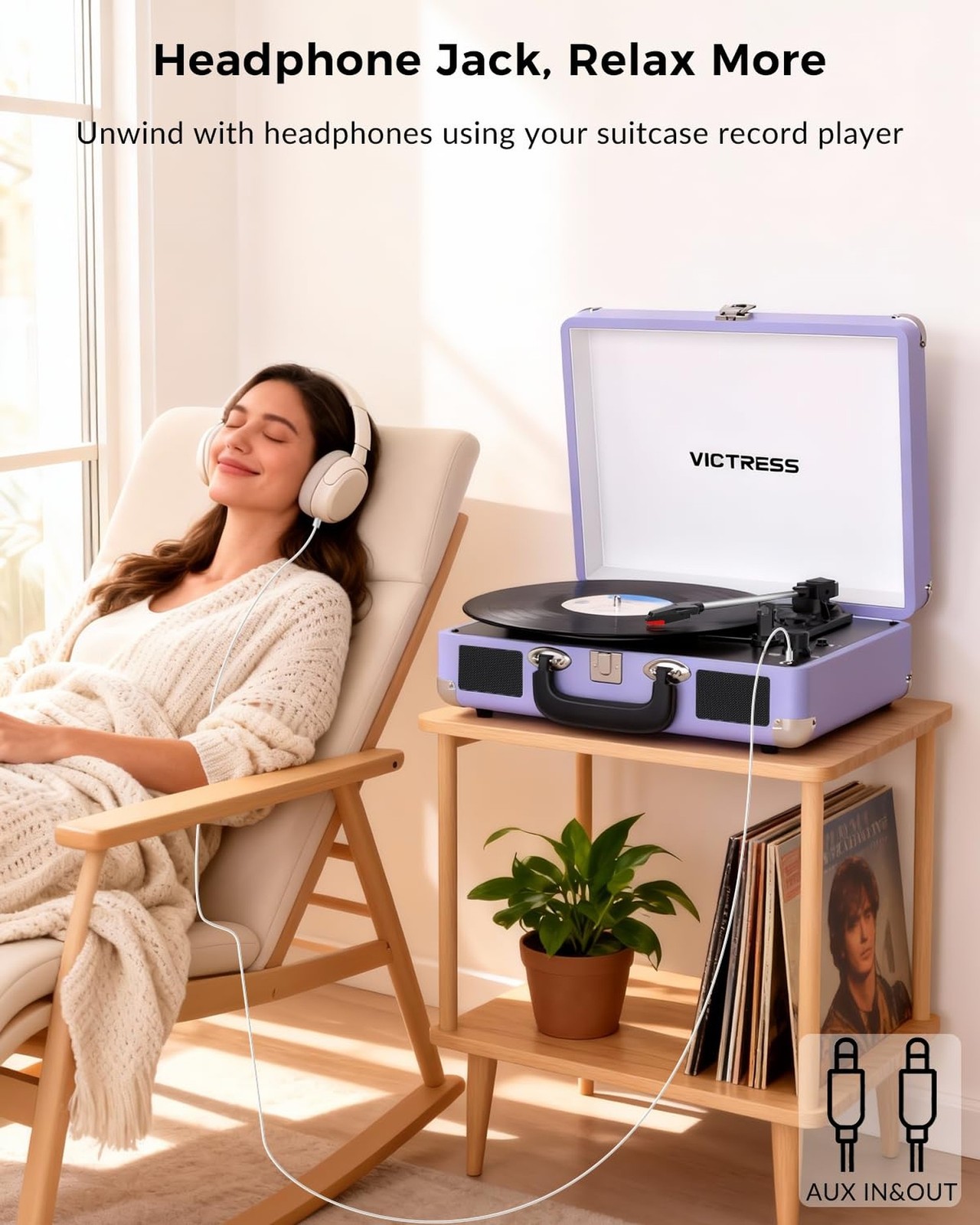 Suitcase Record Player, Portable Vinyl Record Player Bluetooth with Stereo Sp...