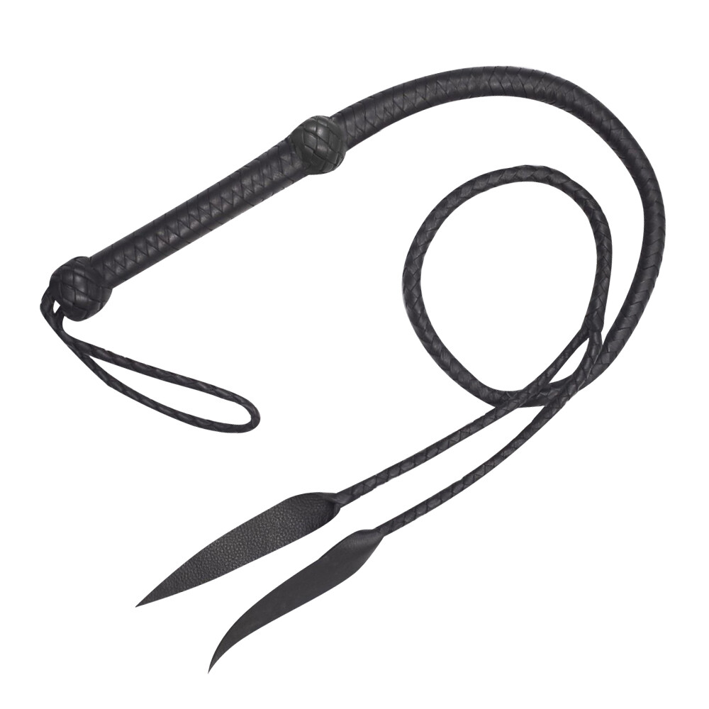 Genuine Cow hide Black Leather 04 Feet Long 12 Plait Whip Dragon Tail Bullwhip