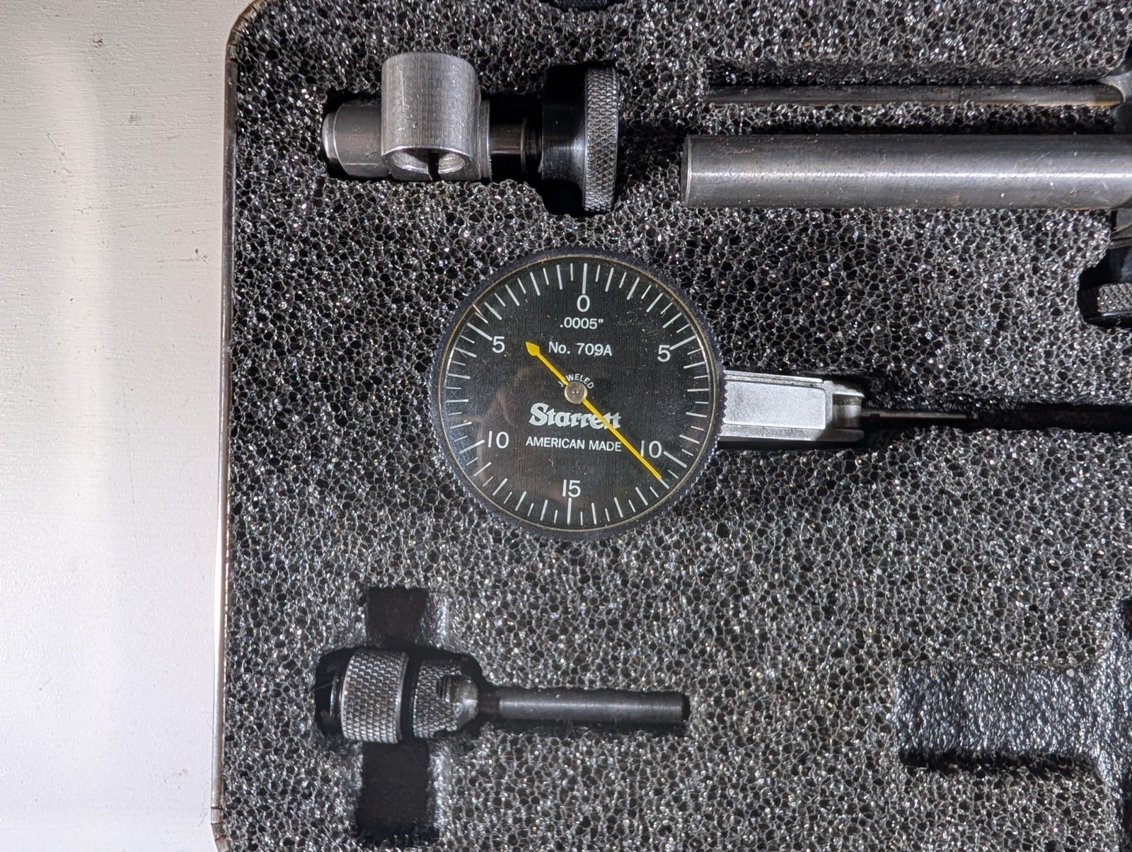Starrett 709A Dial Test Indicator Black Dial Face .0005 With Orginal Case