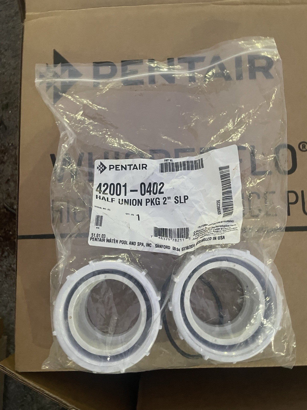 Pentair Half Union Pkg 2" SLP 42001-0402 New