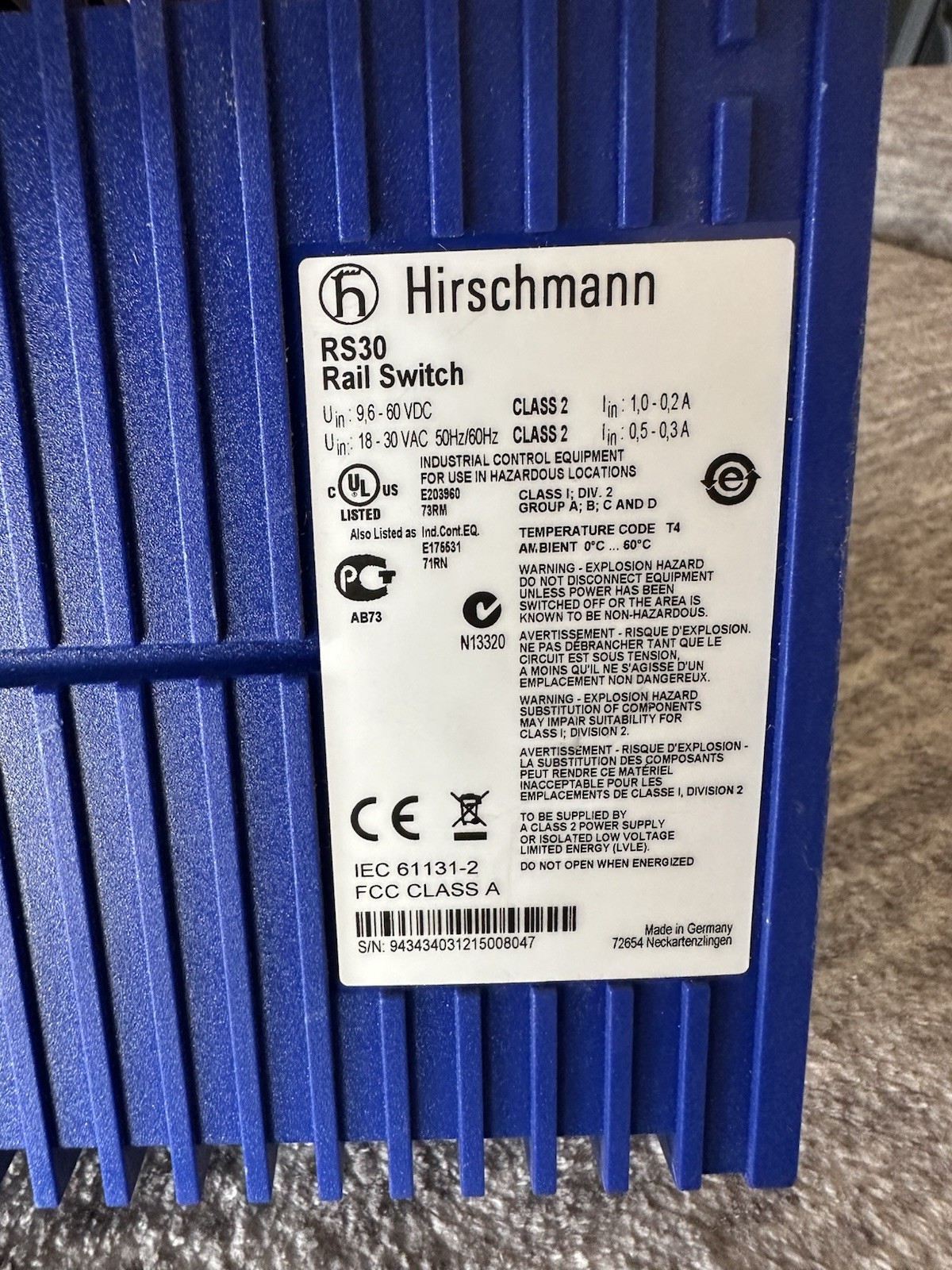 Hirshmann RS30 Ethernet Rail Switch