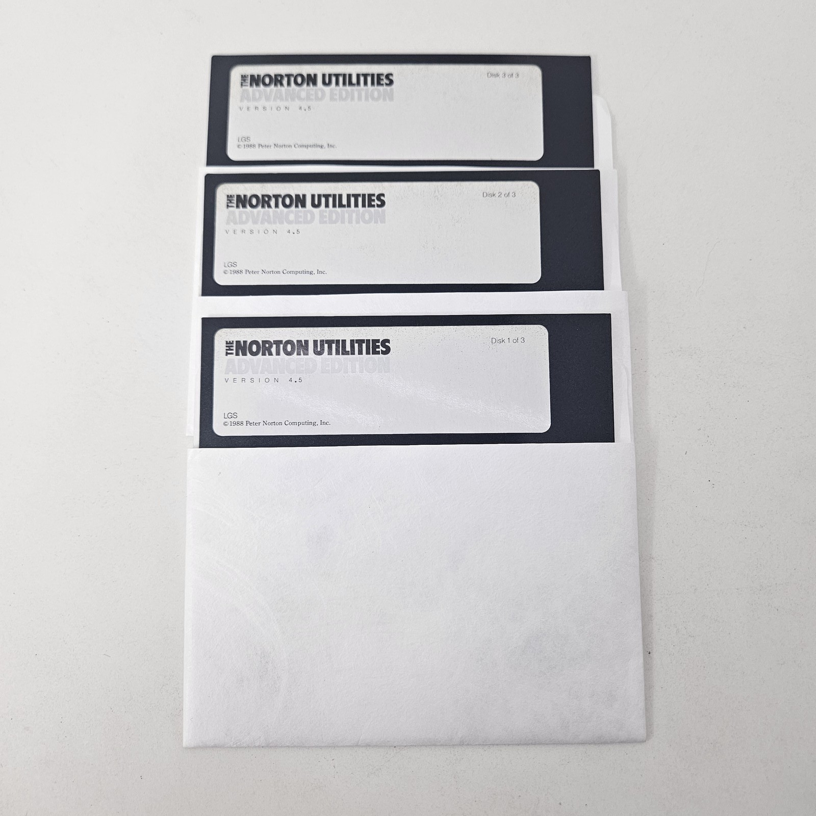 Vintage Norton Utilities Advanced Edition 4.5 5.25 Floppy Disks Set (3) MS-DOS