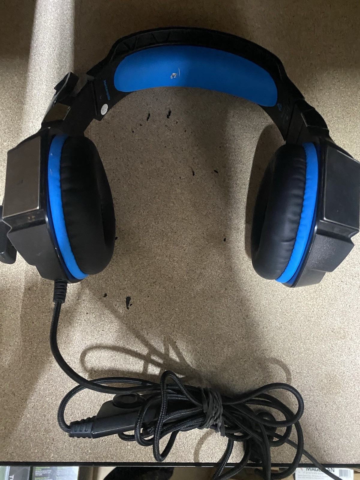 Hunterspider V-3 Black And Blue Gaming Over Ear Headset Tested Working