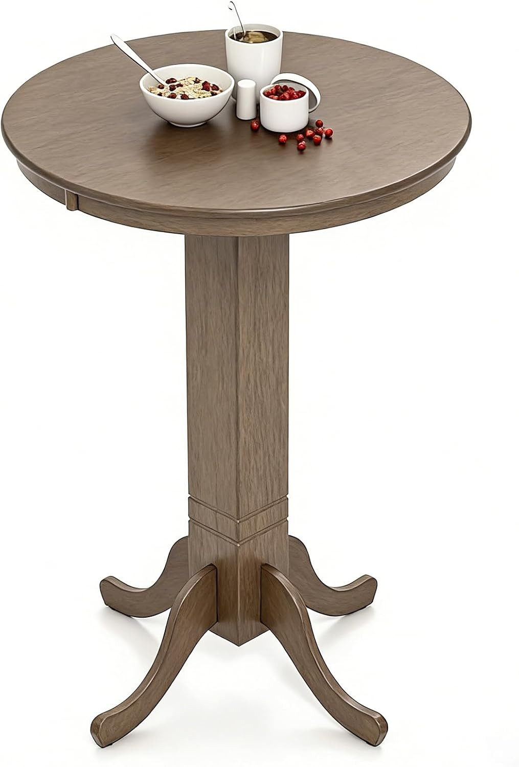 30” round Bar Table, Dining Table with Rubber Wood Frame, Elegant Base, 180 LBS