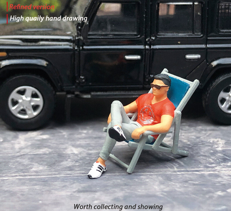 CR 1:64 Painted Figure  Model ature Resin Diorama Man Sitting on Recliner R