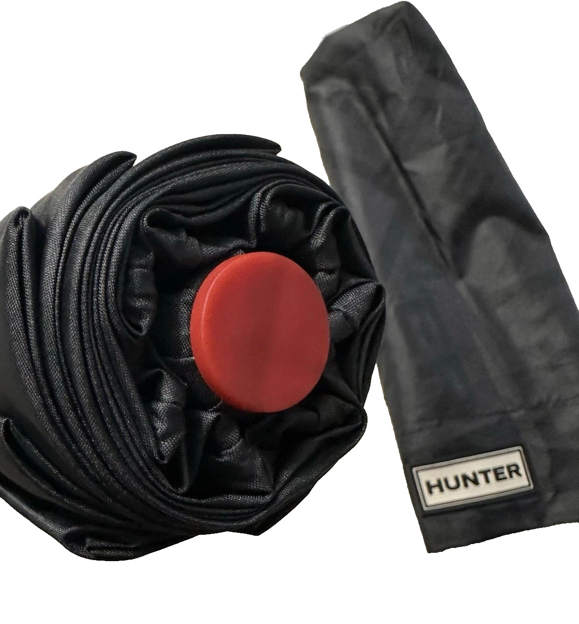NWT HUNTER Vented Compact Umbrella With All Over Logo Patch Double Sided
