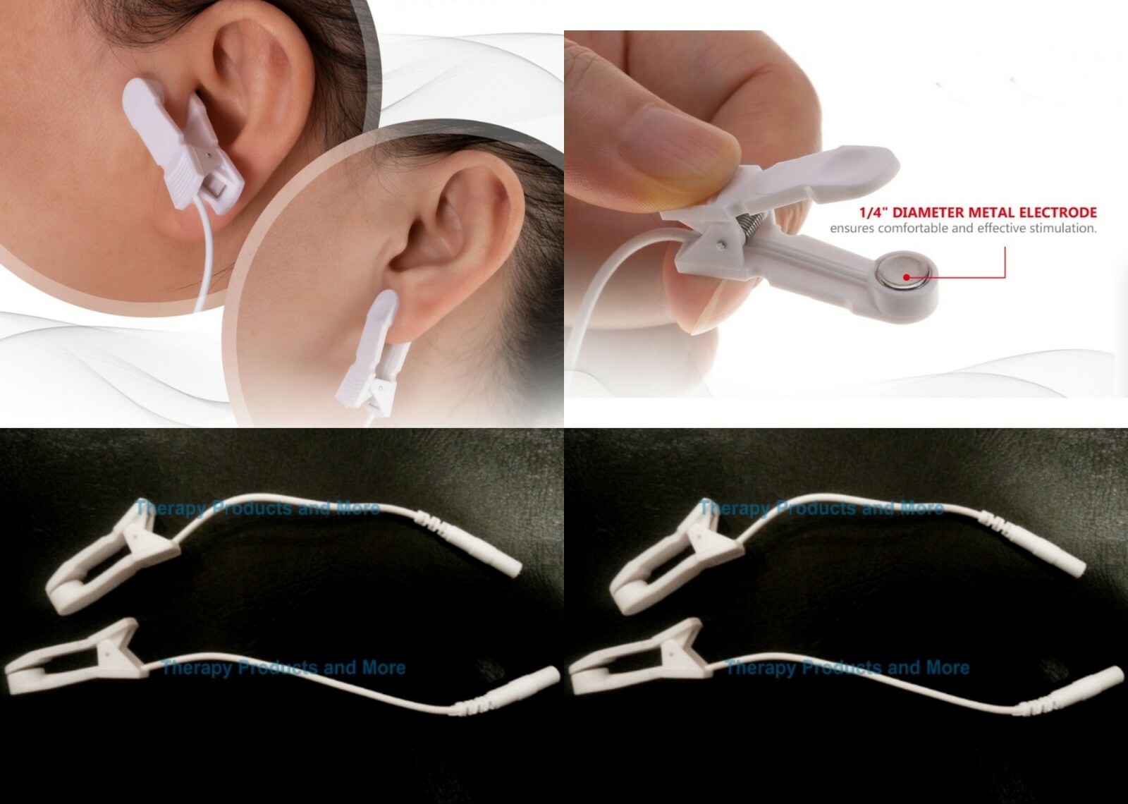 4 EAR CLIP CLAMP ELECTRODES FOR TENS, CES