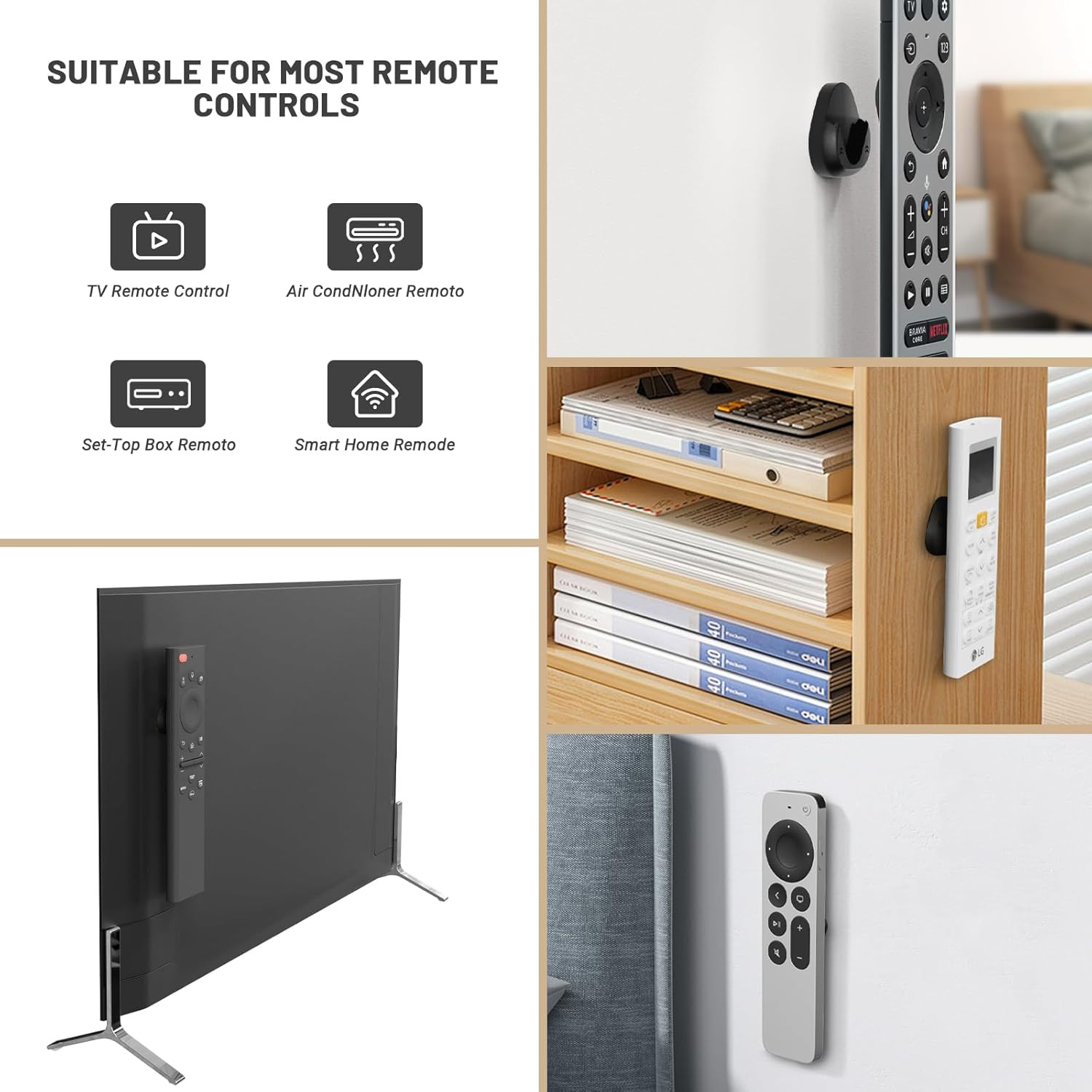 6 Pack Magnetic Remote Control Holder Wall Mount,Convenient and Stylish TV Re...