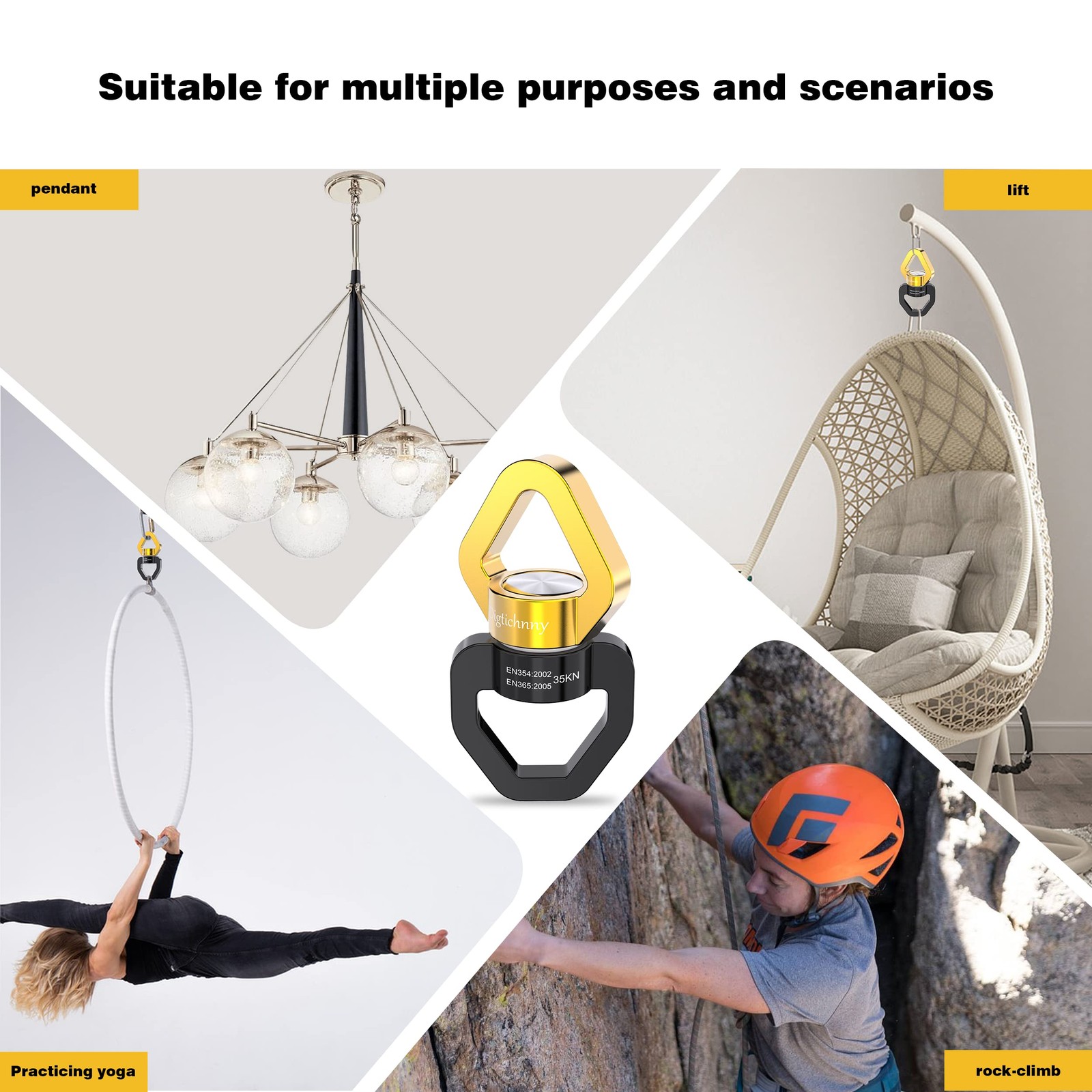 Swing Swivel, 35KN Safety Rotational Device, Swing Spinner for Web Tree Swing...