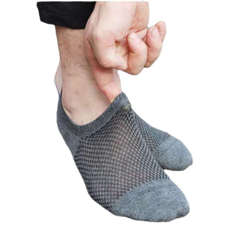 5/10 Pairs Bamboo No Show Nonslip Ankle Work Sport Breathe Mesh Solid Men Socks