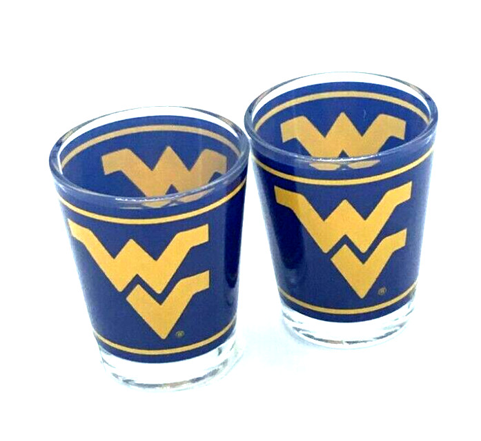 2 PACK WEST VIRGINIA MOUTAINEERS 2 OZ GAME DAY SHOT GLASS NCAA FREE SHIPPING