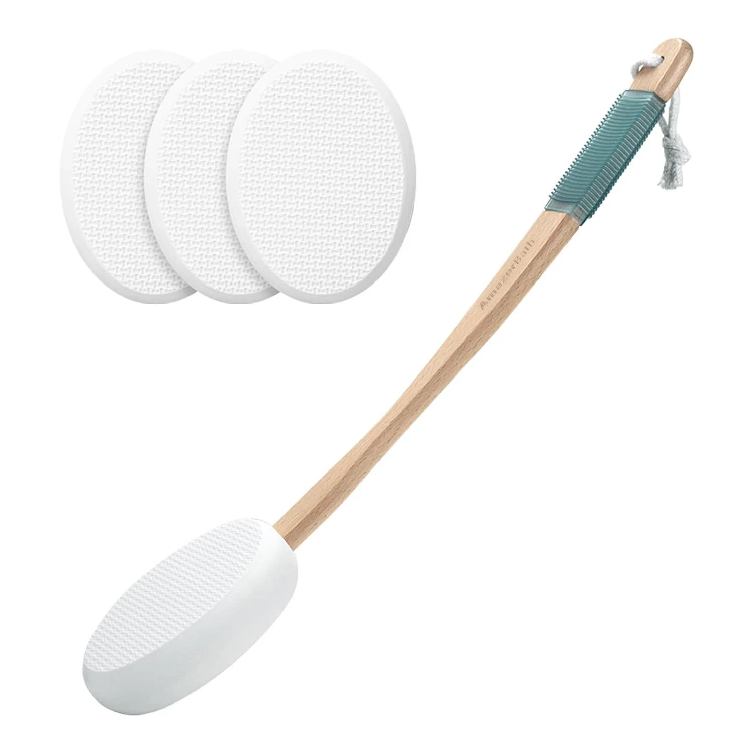 AmazerBath Lotion Applicator for Back, Feet, 4 Replacement Pads with White