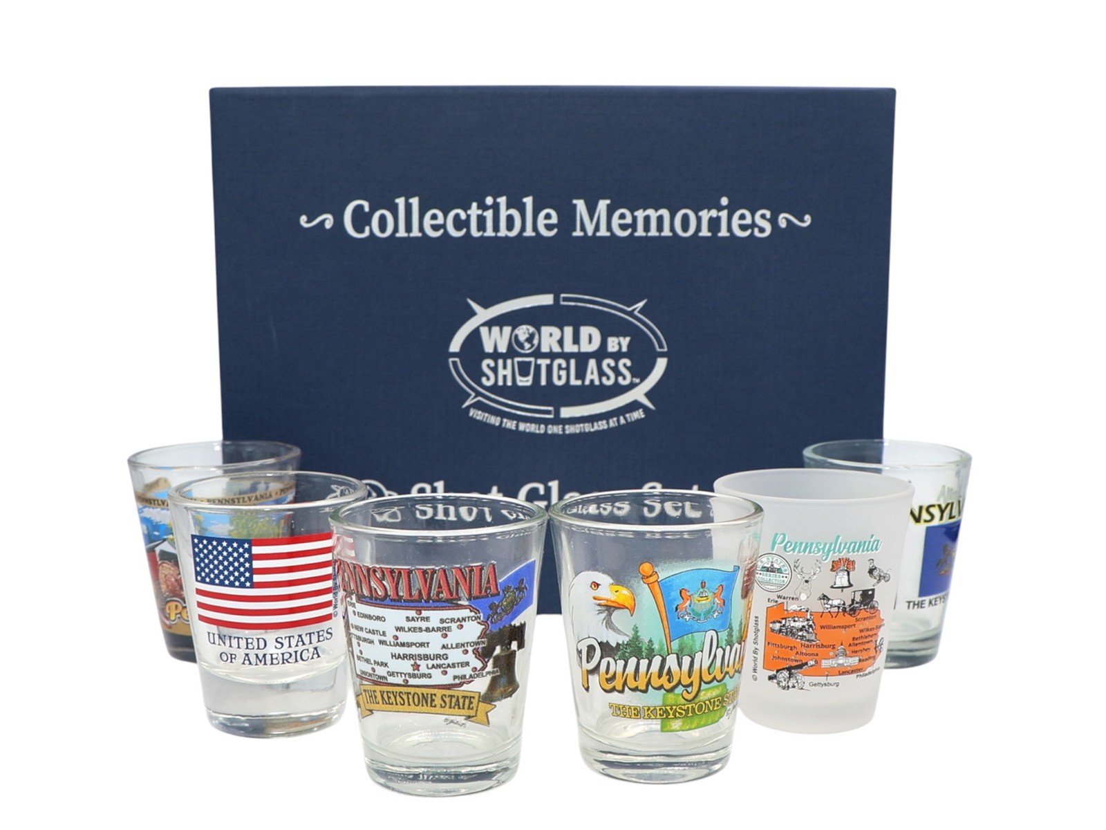 Pennsylvania United States USA Souvenir Boxed Shot Glass Set (Set of 6)