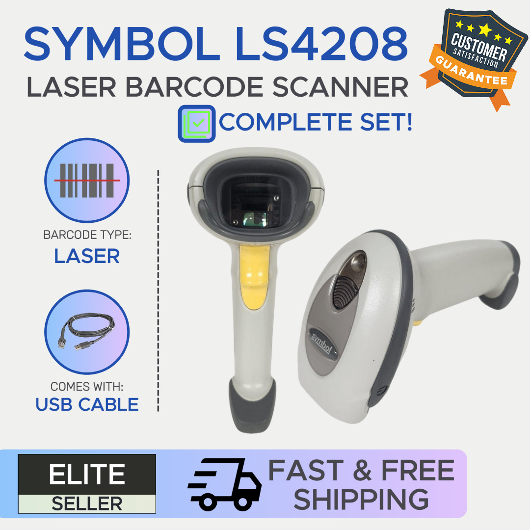 ✅Zebra/Symbol LS4208 Laser Barcode Scanner & USB Cable [HIGH PERFORMANCE]! 🔥⭐