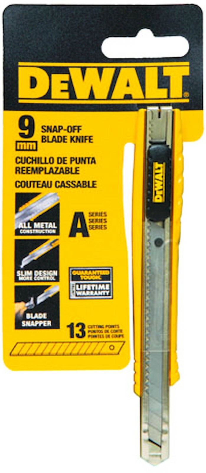 DeWalt Snap Off Knife Metal Box CuTTer 9mm Blade Sharp Point BOXCUTTER DWHT10037