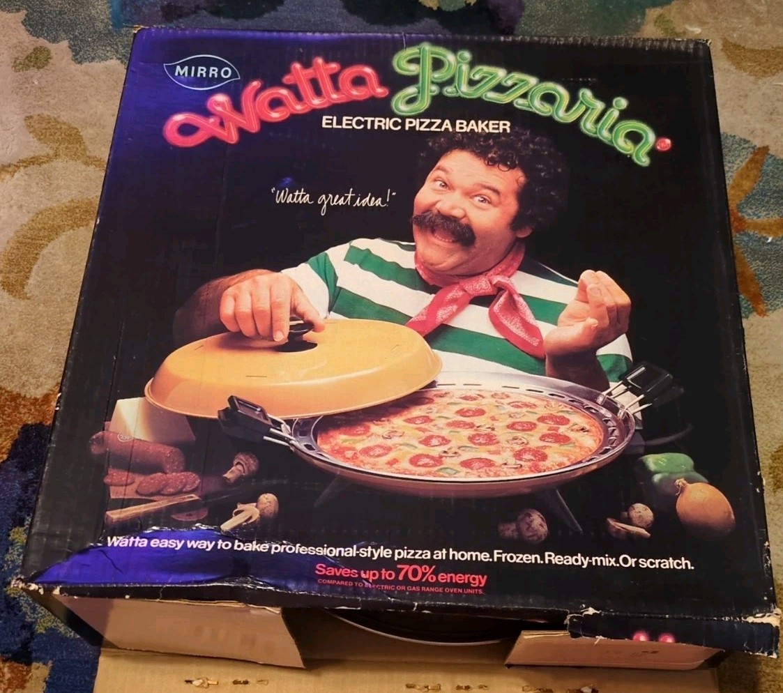 Vintage Mirro Watta Pizzaria Electric Pizza Baker Maker Harvest Gold -NEW In Box