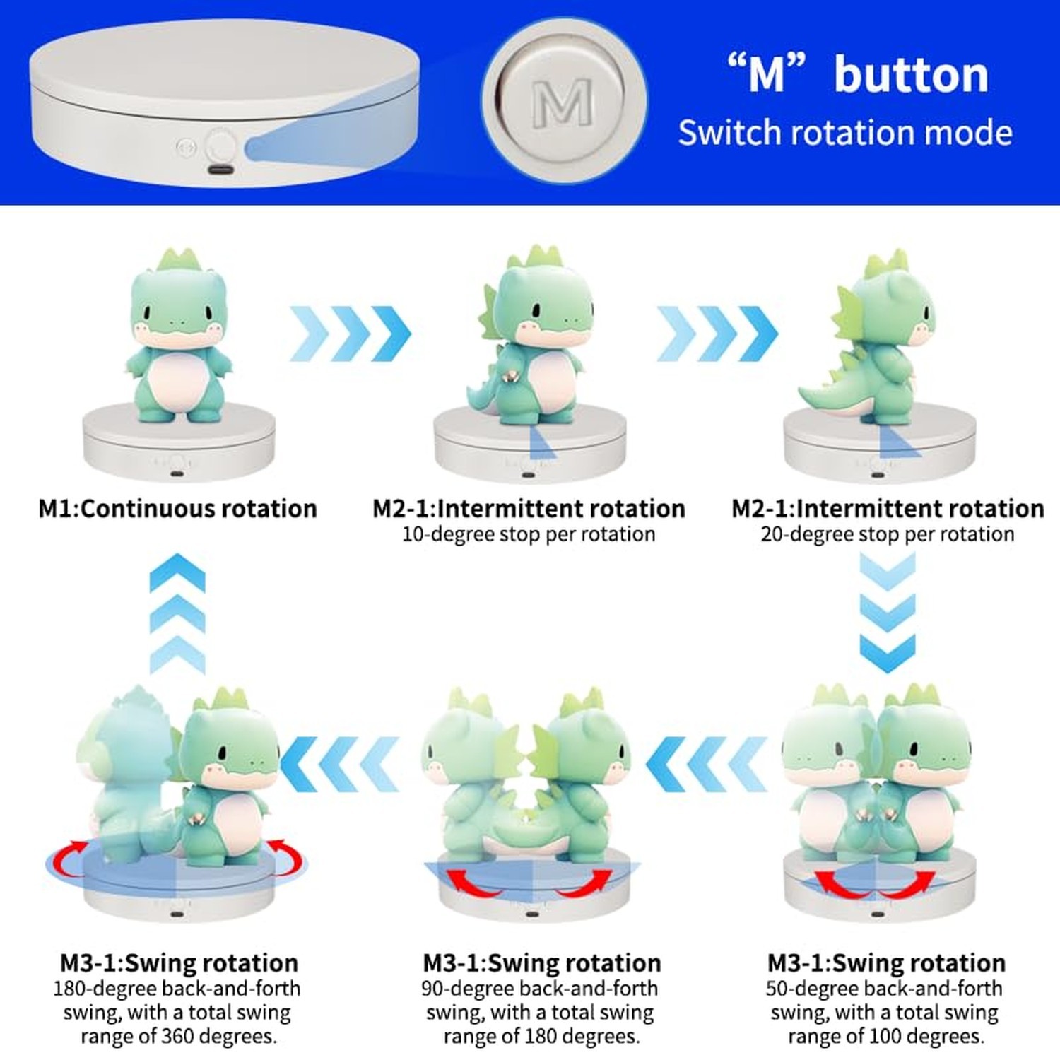 Rotating Display Stand with Type-C, 360 Motorized Spinning Display Turntable ...