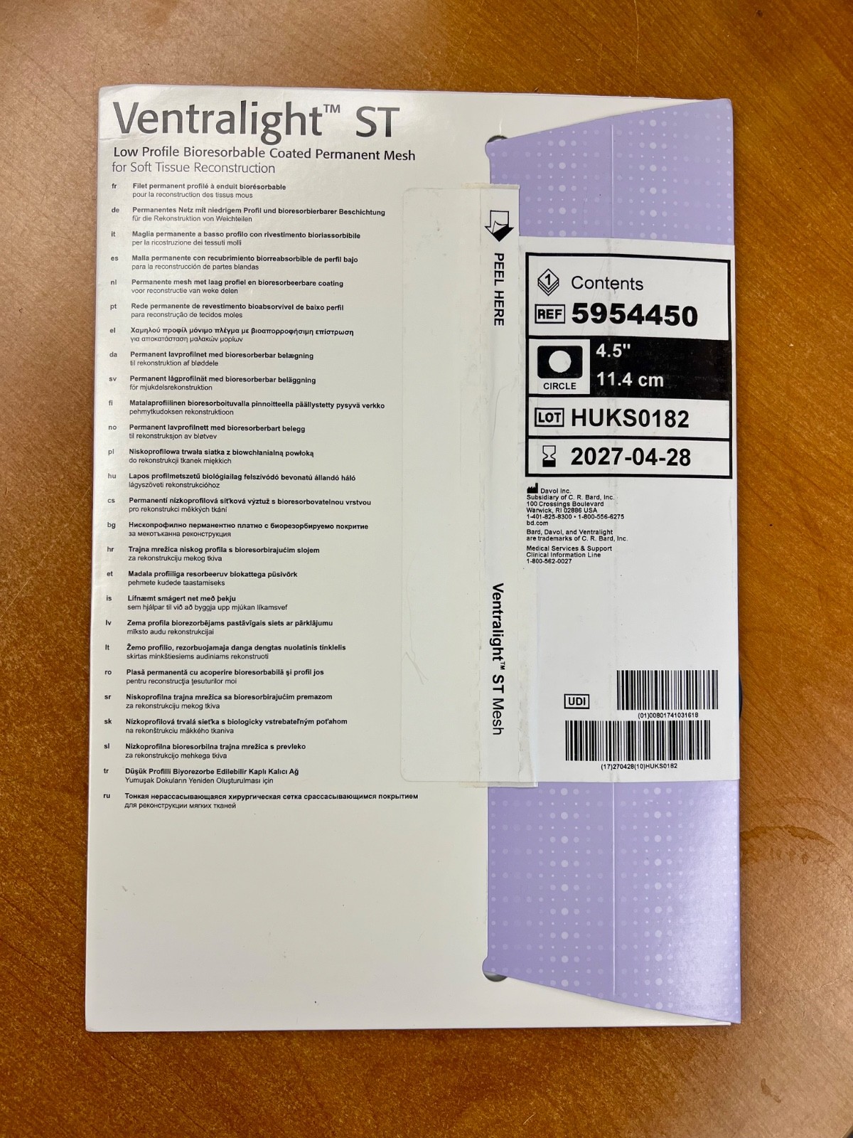 BARD Ventralight ST - Low Profile Bioresorbable Permanent Mesh | Hernia Repair