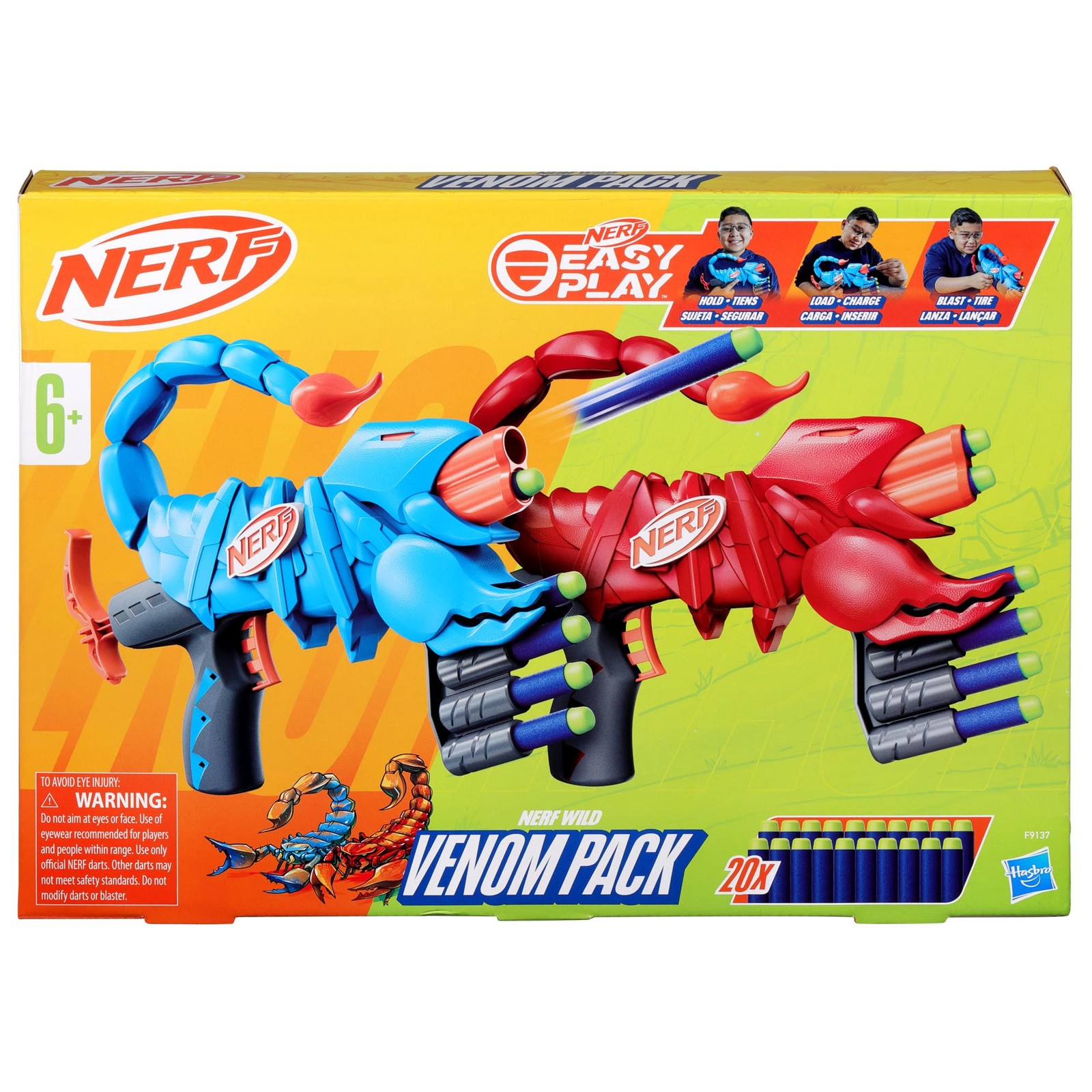 Wild Venompack, Includes 2 Easy Play Nerf Blasters, Scorpion Designs, 20 Nerf El
