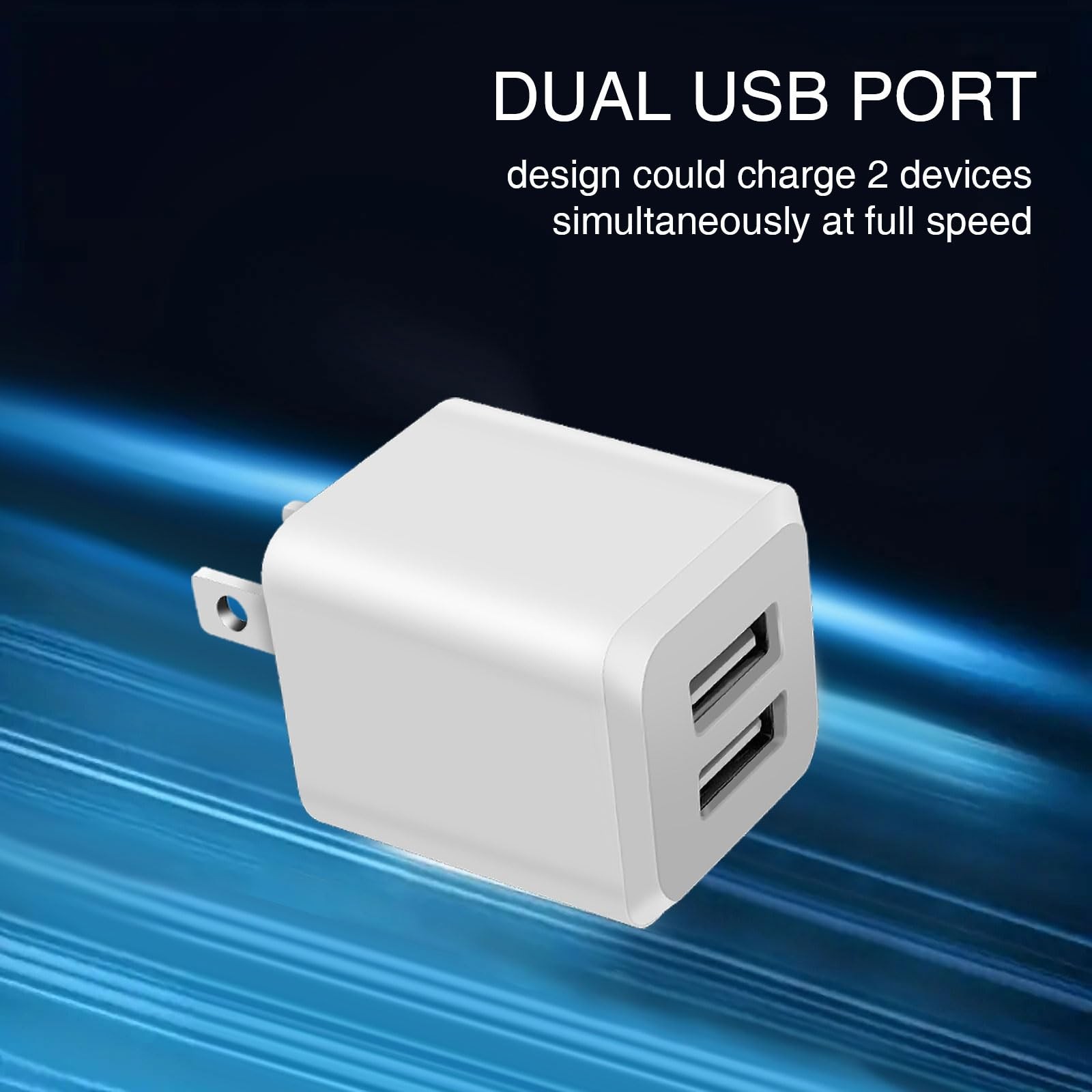 USB Wall Charger, Dual Port Cube Power Adapter Charger Plug Block Charging Bo...