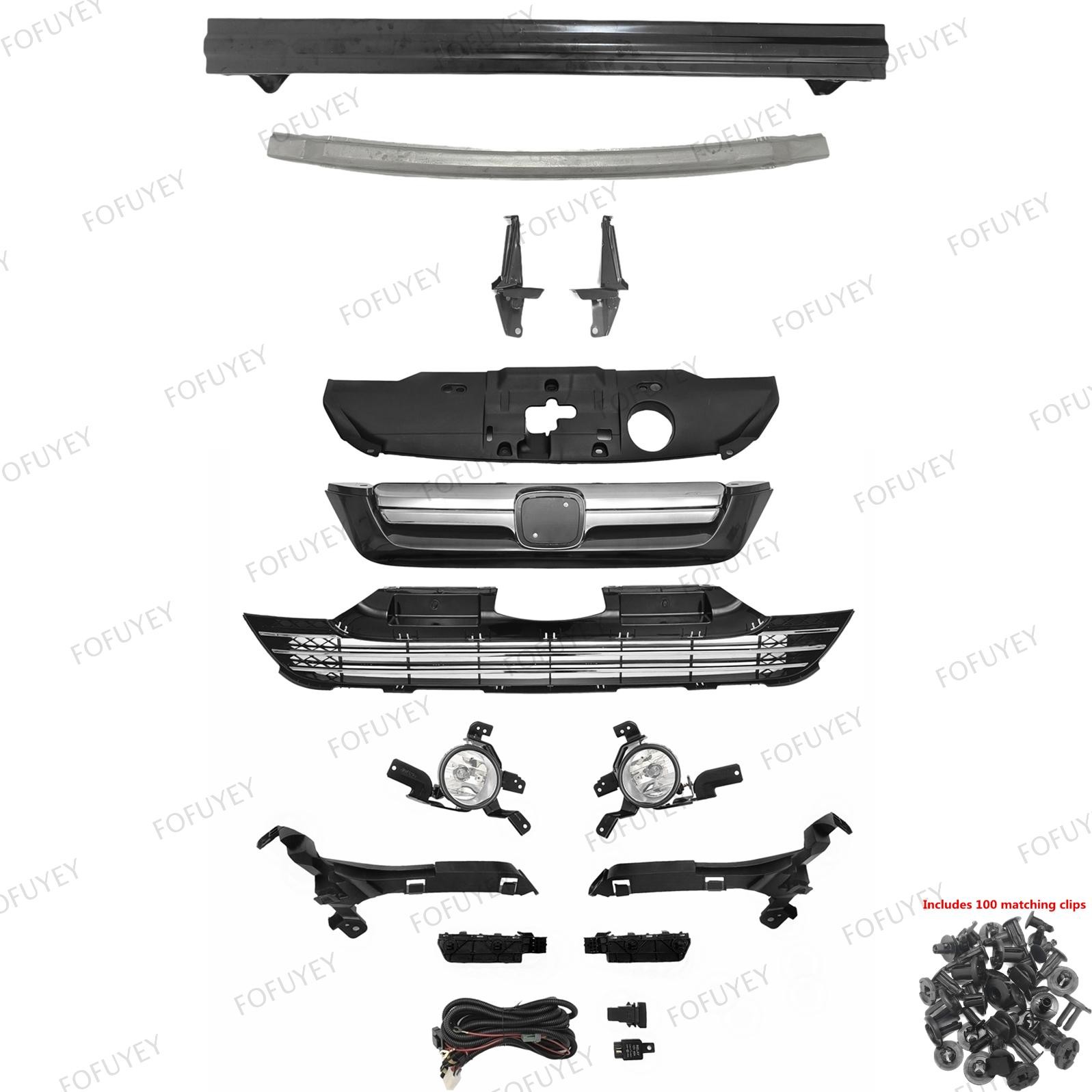 For CRV 2007-09 Front Upper Lower Grill/Bumper Bar/Fog Lights/Headlight Brackets