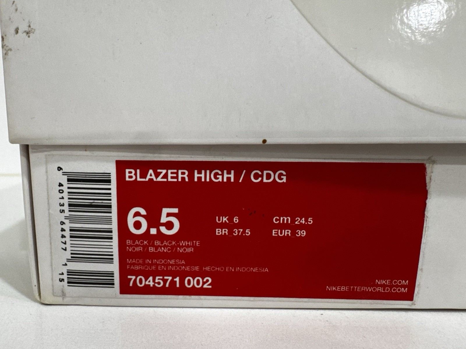 Size 6.5 - Nike Comme des Garçons x Blazer High Black