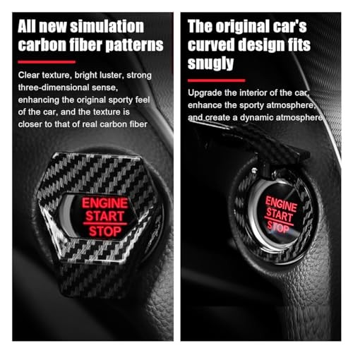 Car Engine Start/Stop Button Cover, Zinc Alloy Car Push Button Carbon Fiber