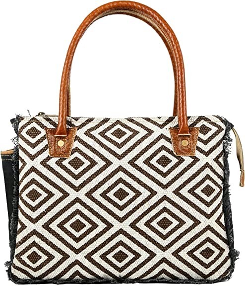 Sel De Mer Upcycled Canvas and leather Hand Bag Cowhide Tote Bag shopping bag