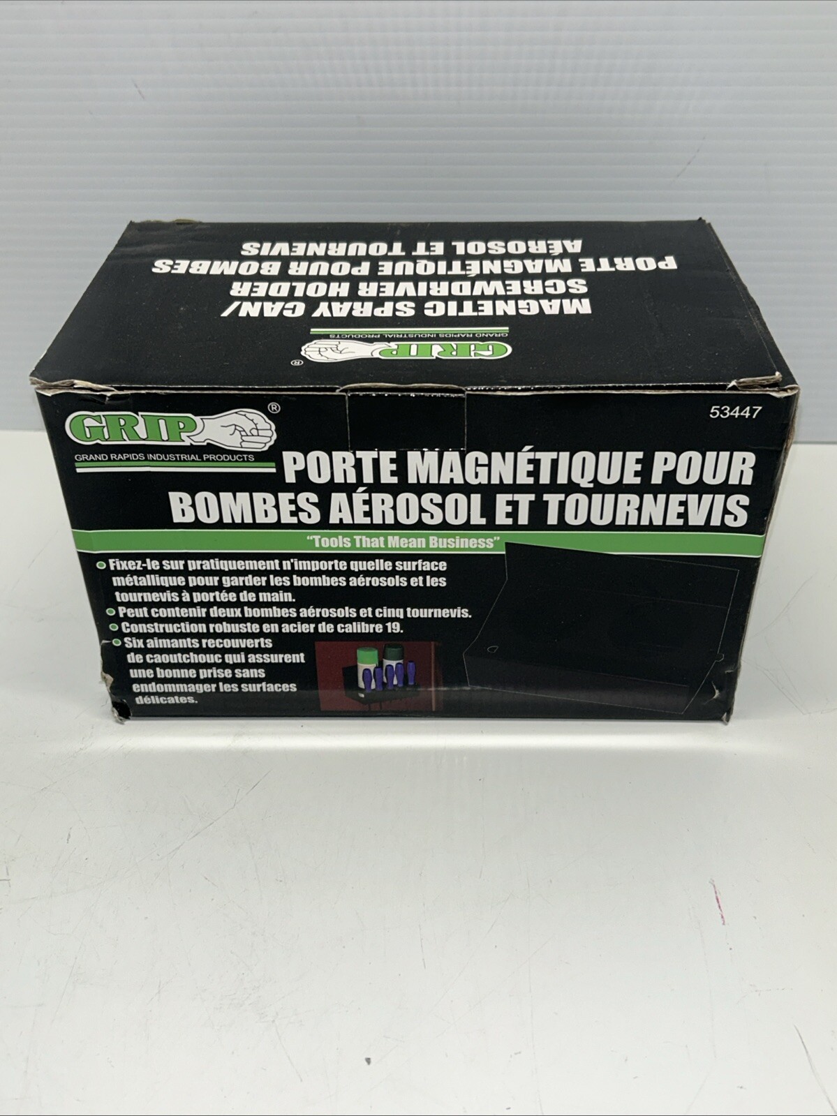 GRIP Magnetic Spray Can & Screwdriver Holder 2 Cans 5 Drivers 19g Steel 53447