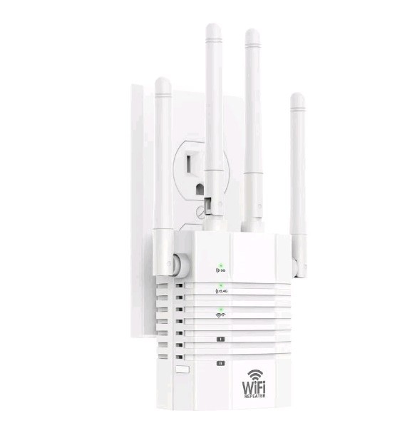 BREGINE WiFi Extender Dual Band 1200Mbps, 13888 sq ft, 150+ Devices White