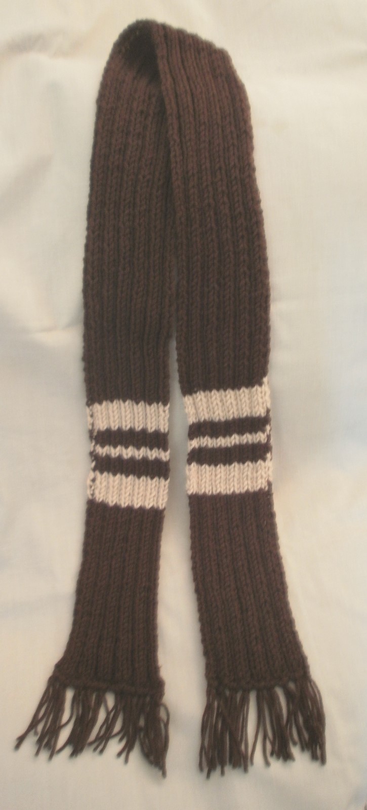 Handmade Knit Scarf - Brown & Beige