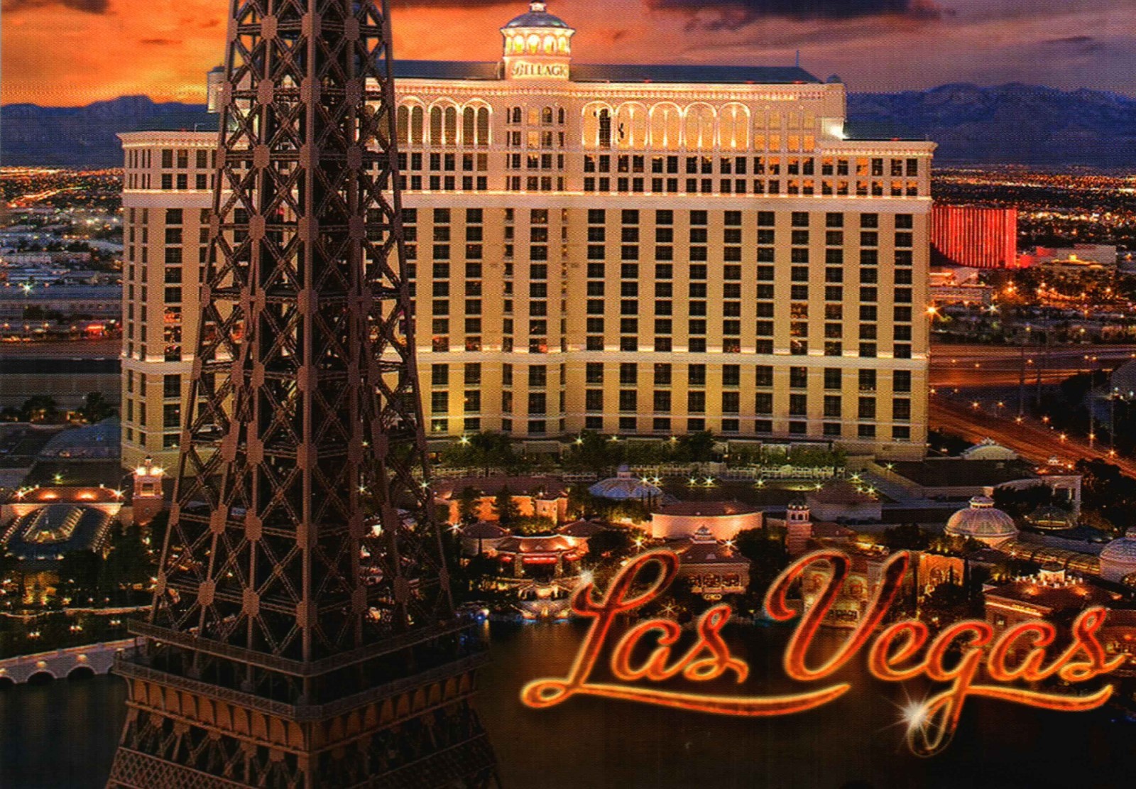 Las Vegas Postcard  -- Bellagio Hotel Casino (taken from Paris Casino)