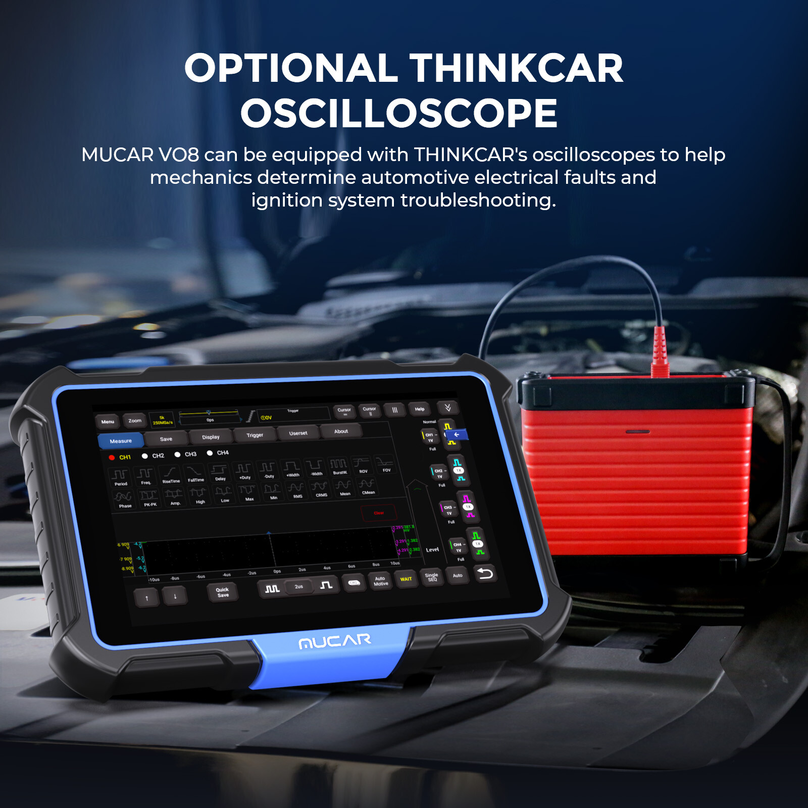 MUCAR VO8 Key Fob Programmer Kit TPMS Scanner OBD2 Diagnostic Tool 35+Reset FREE
