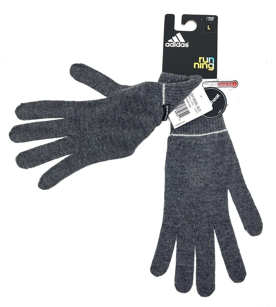 ADIDAS RUNNING CLIMAHEAT/THERMOLITE WOOL GLOVES SIZE L New with Defects - BIN51