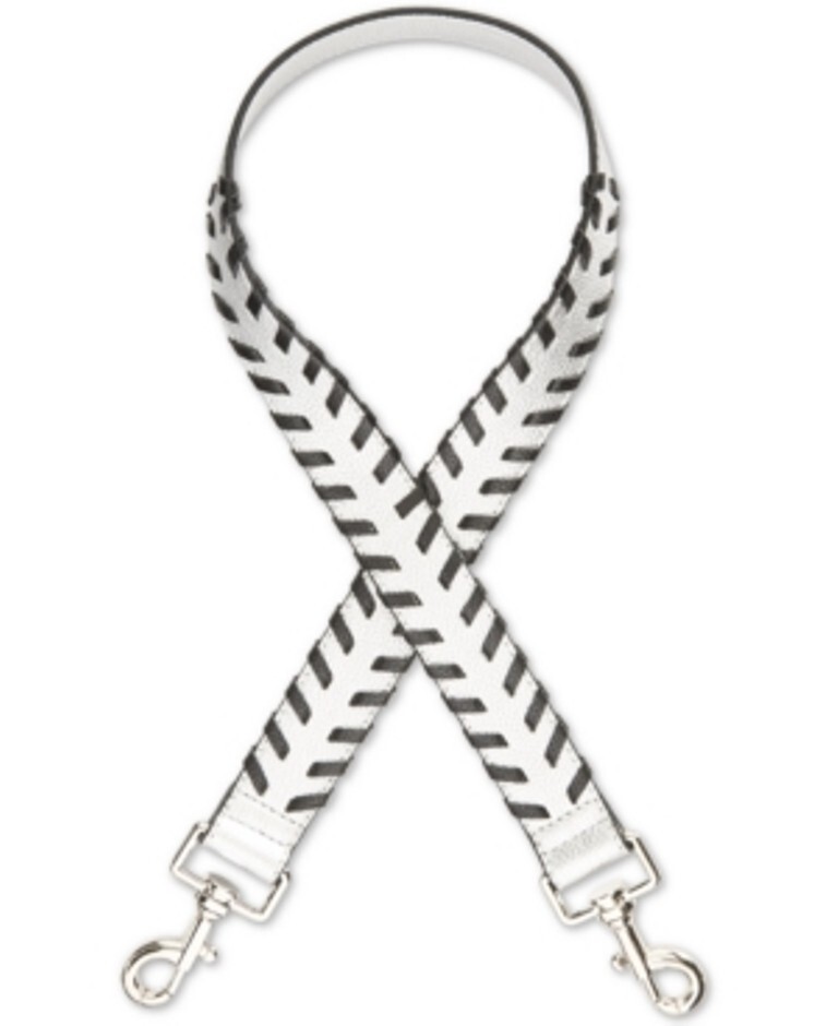 INC Womens Faux Leather Whipstitch Shoulder Strap Silver Black Silver