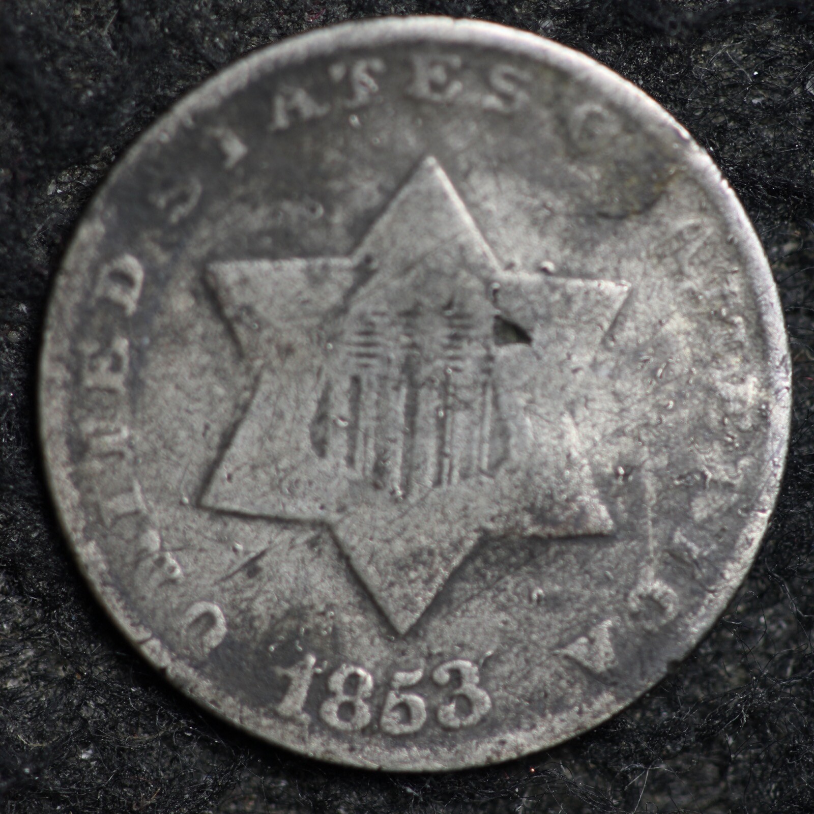 1853 3 CENT SILVER PIECE CHOICE GOOD FREE SHIPPING W151 RCM