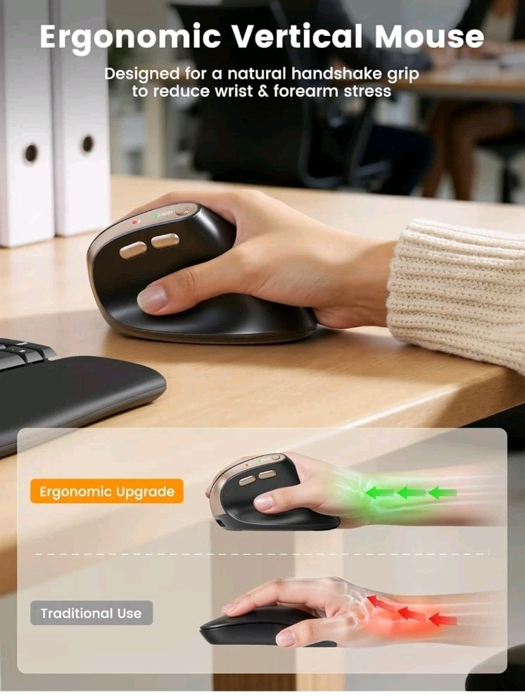 SABLUTE MAM3 Ergonomic Mouse, Bluetooth Mouse for small，medium, Black