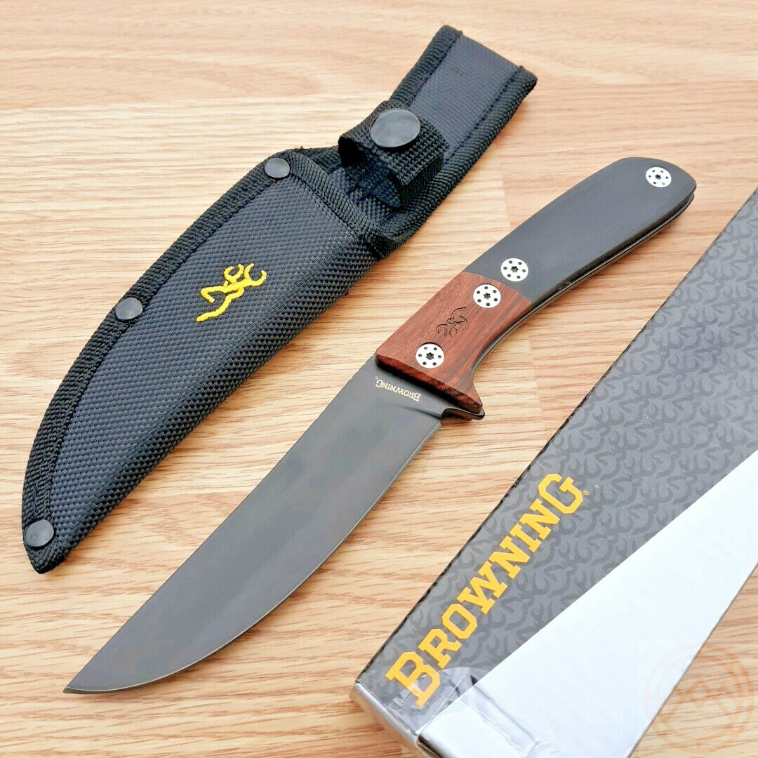 Browning Fixed Knife 4.75" Stainless Full Tang Blade Black/Brown Wood Handle