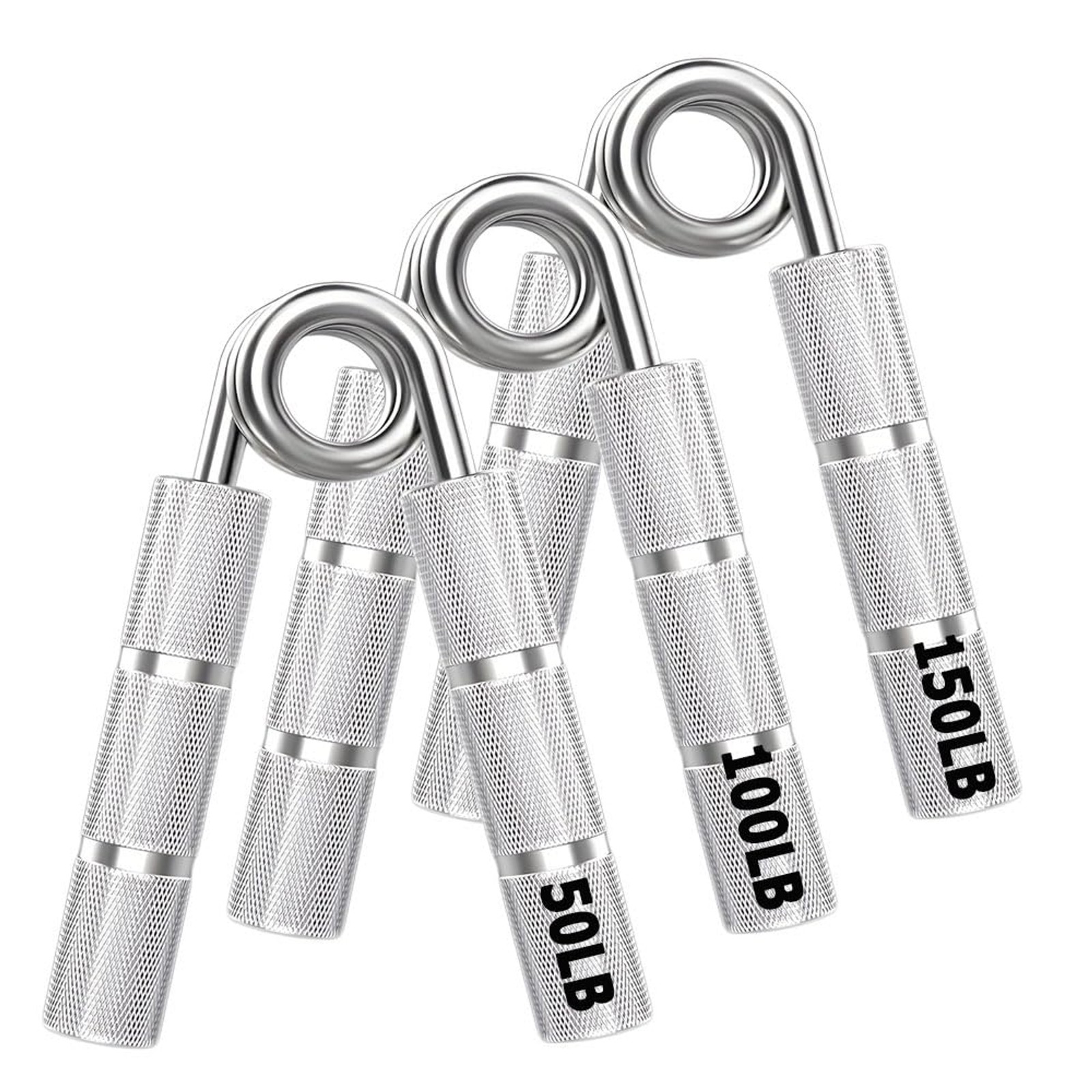 Silver Metal Hand Grip Set, 50LB-400LB No Slip Heavy-Duty Grip Strengthener Grea