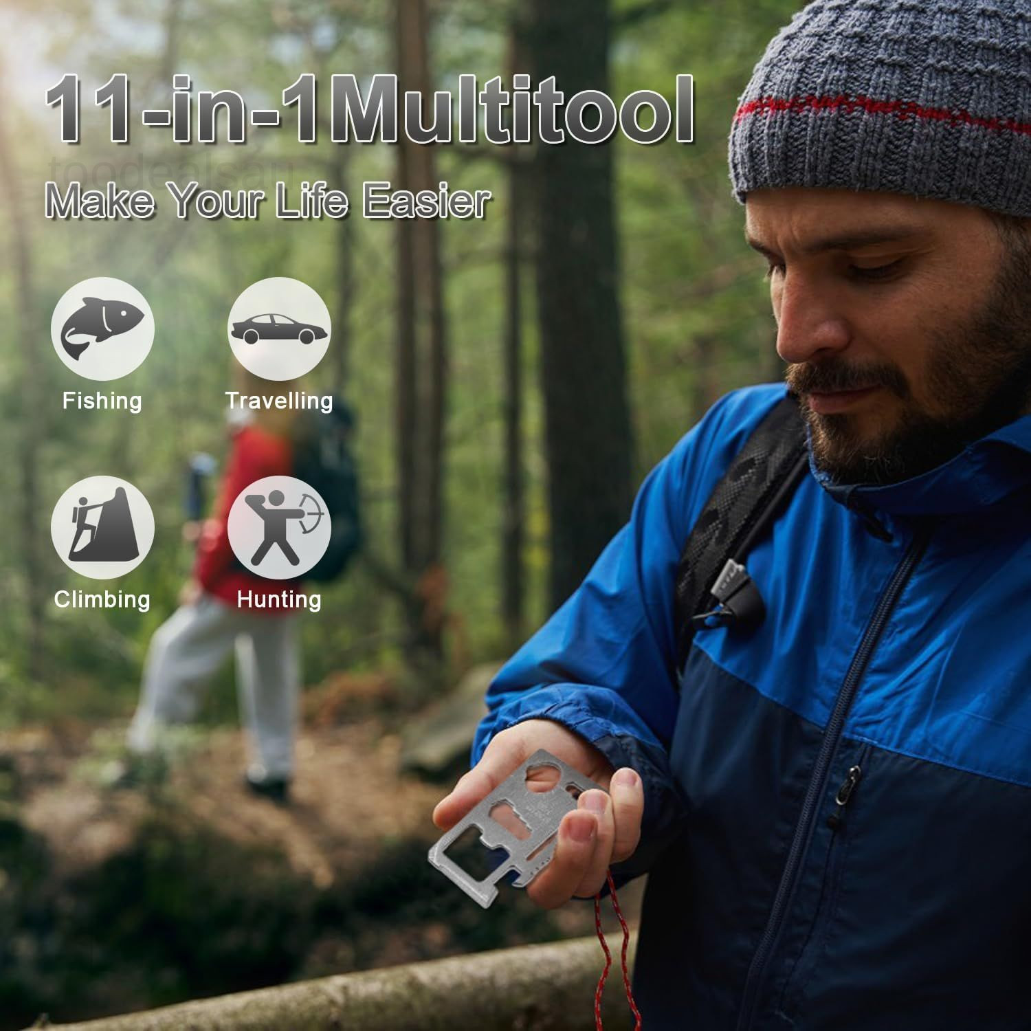 11-in-1 Credit Card Multitool For Men, 10 Pack Survival Pocket Tools, Silver