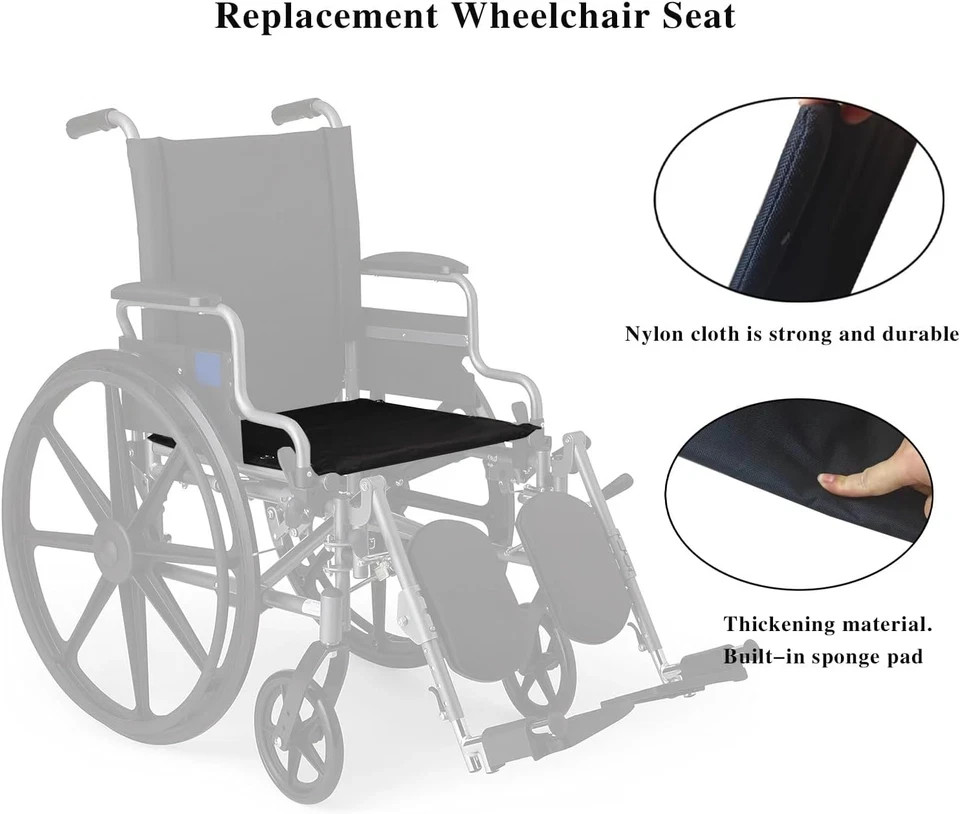 Universal 18" Wheelchair Replacement Seat - Durable Nylon Upholstery 18x16